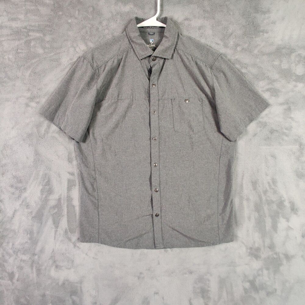 Kuhl Shirt Adult Large Gray Button Up Performance Stretch Preppy Solid Men